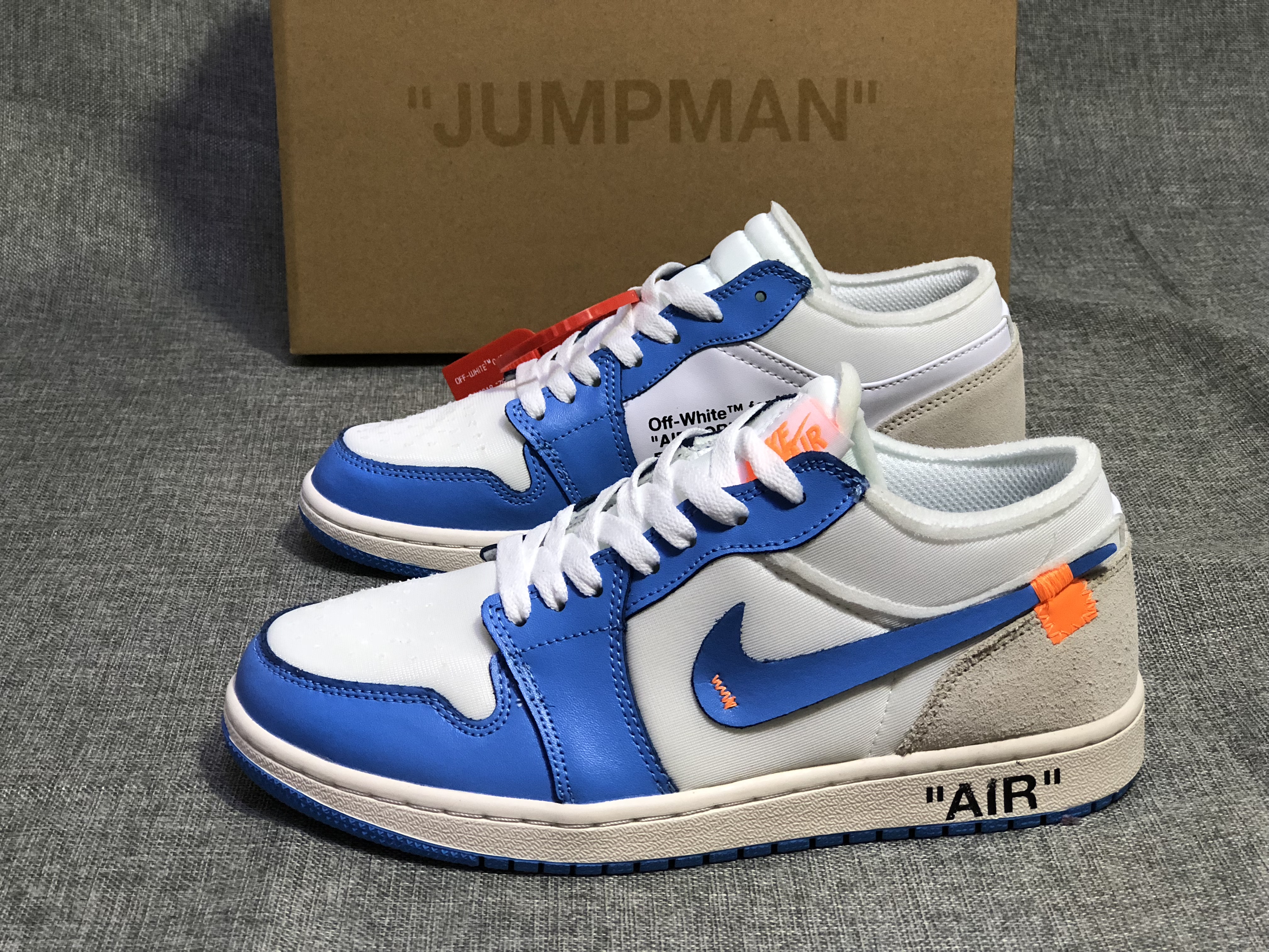 Air Jordan 1 low x Off-white North Carolina White Blue Lover Shoes - Click Image to Close